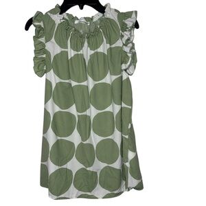 Ces Femme‎ brand Green Polka Dot Ruffle Top